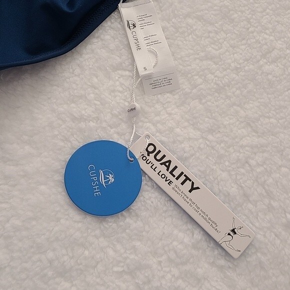 Cupshe Blue Ruffle Tankini Set NWT Tank Top and Bikini Swimsuit  Sz Small - Picture 14 of 16